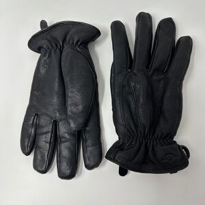 Dockers Men's Black Leather Gloves Touchscreen Capable Sherpa lined size Large
